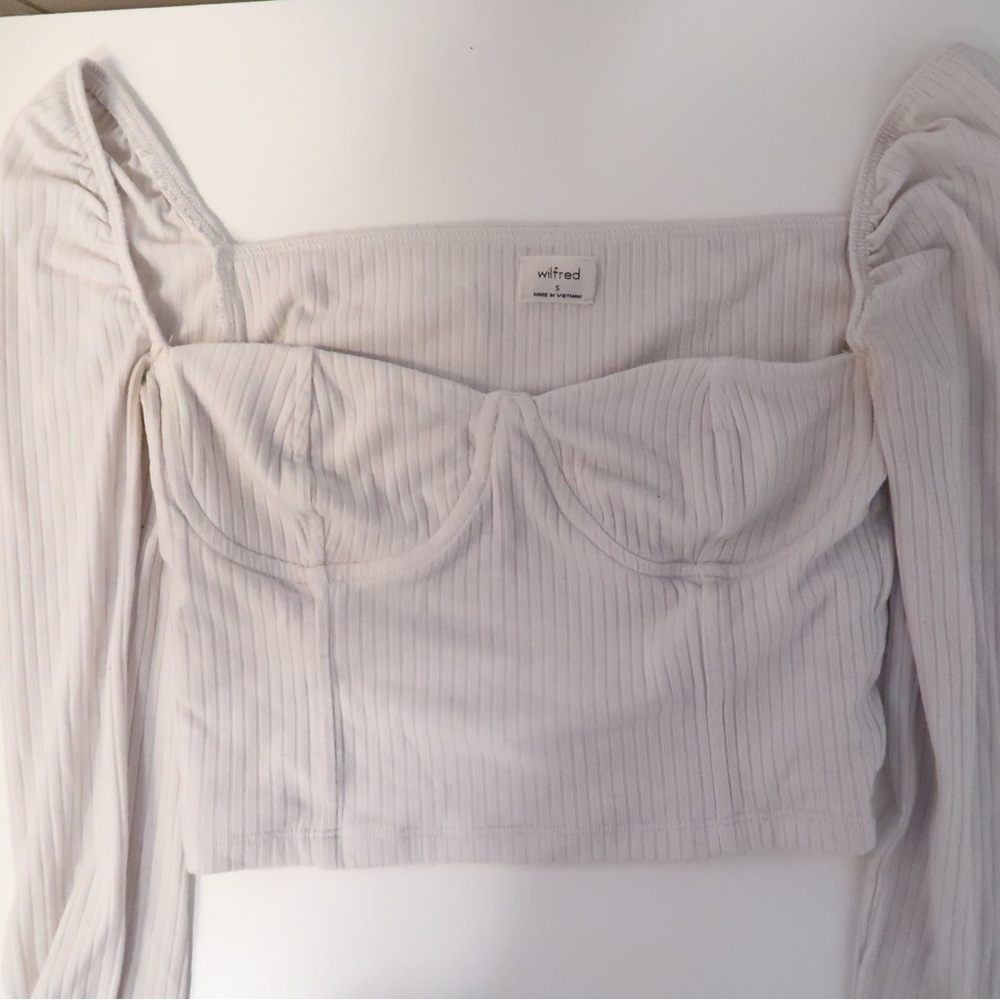 Aritzia Wilfred Free White Crop Top